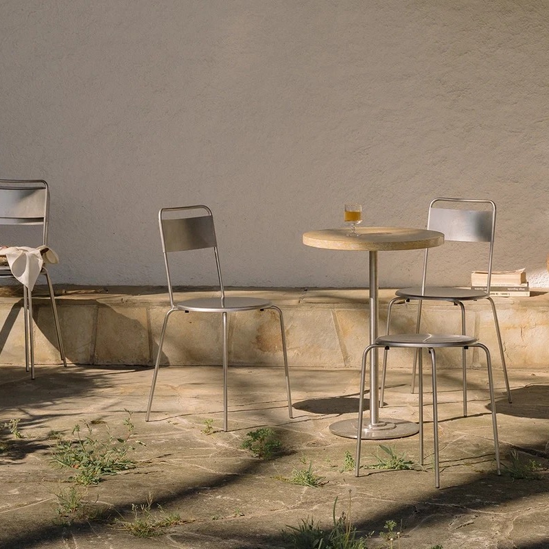 Industrial Stainless Steel Chair &ndash; Fixed-Frame Stackable Dining Chair