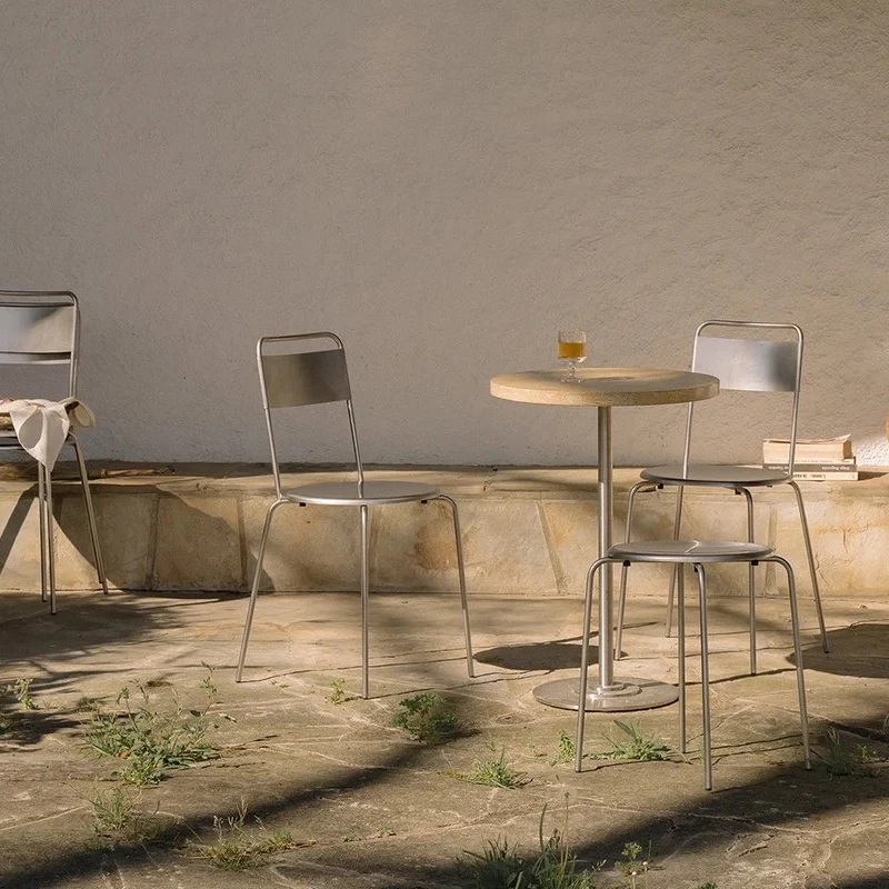 Industrial Stainless Steel Chair &ndash; Fixed-Frame Stackable Dining Chair