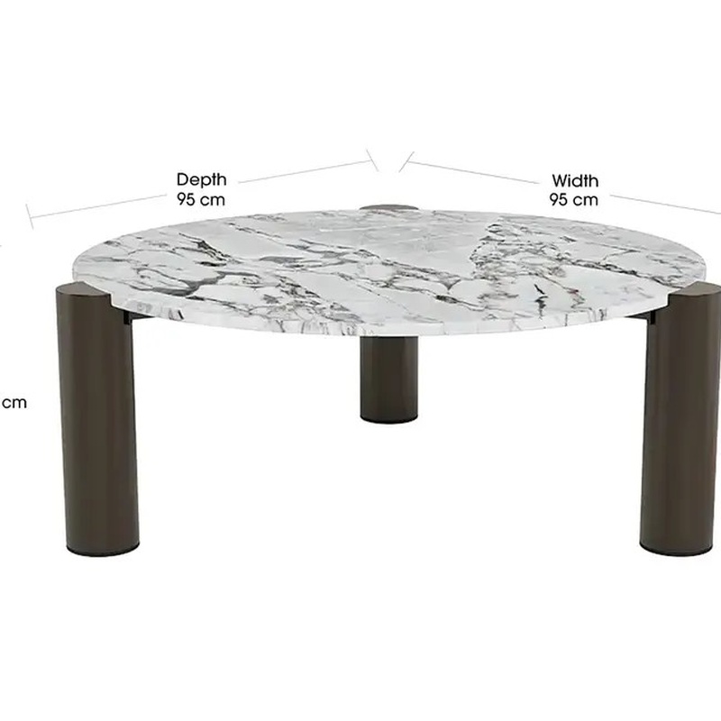 Round Marble Coffee Table &ndash; Modern Minimalist 3-Legged Side Table