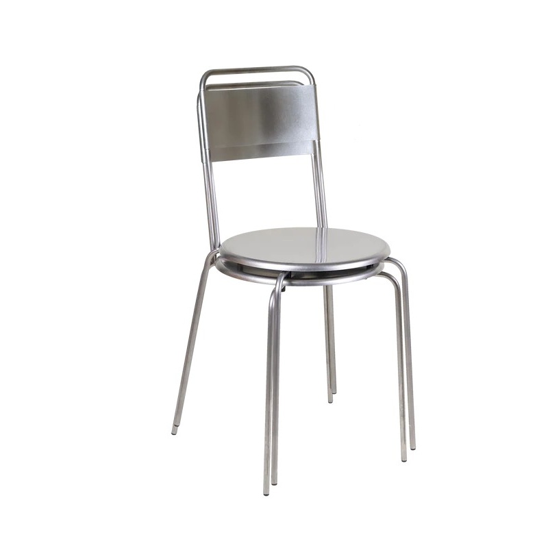 Industrial Stainless Steel Chair &ndash; Fixed-Frame Stackable Dining Chair