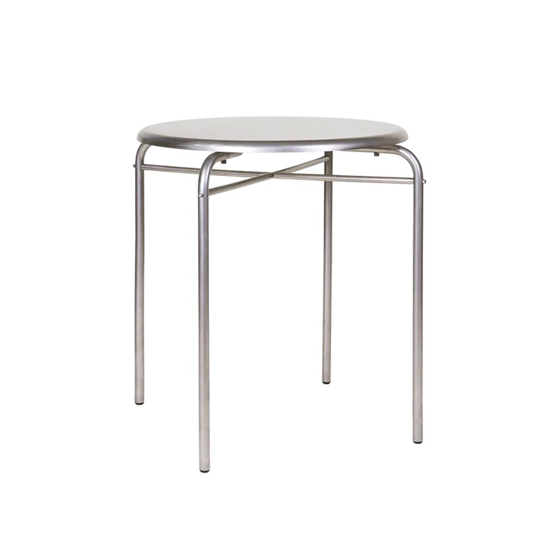 Industrial Round Stainless Steel Bistro Table &ndash; Fixed-Frame Dining Table
