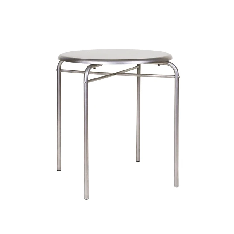 Industrial Round Stainless Steel Bistro Table &ndash; Fixed-Frame Dining Table