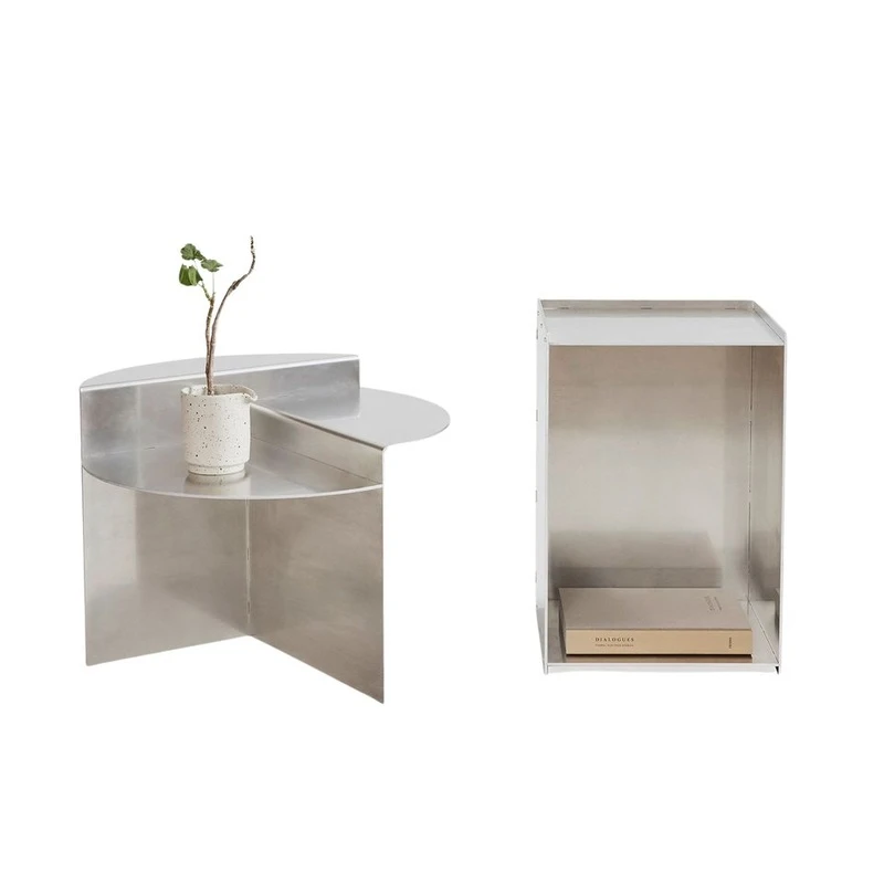 Curved Stainless Steel Side Table