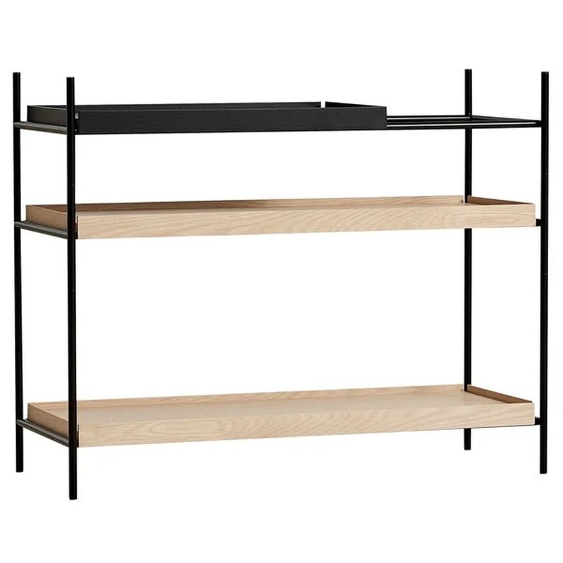 Minimalist 3-Tier Wall Shelf &ndash; Metal & Oak Wood Open Shelving