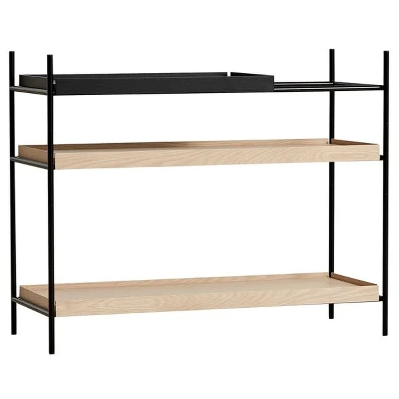 Minimalist 3-Tier Wall Shelf &ndash; Metal & Oak Wood Open Shelving