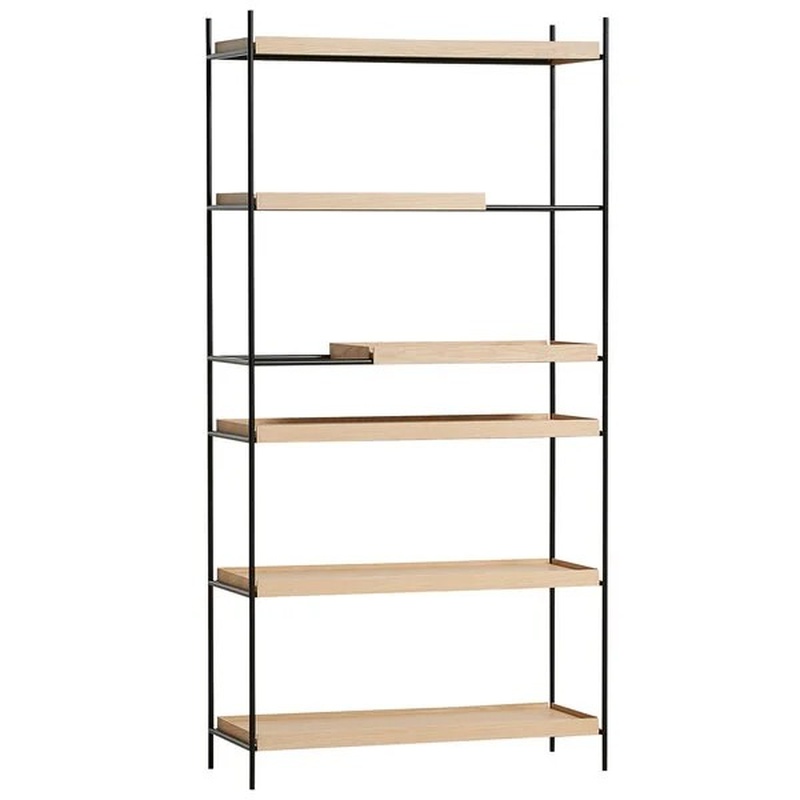 Minimalist 6-Tier Wall Shelf &ndash; Modular Metal & Oak Wood Shelving Unit