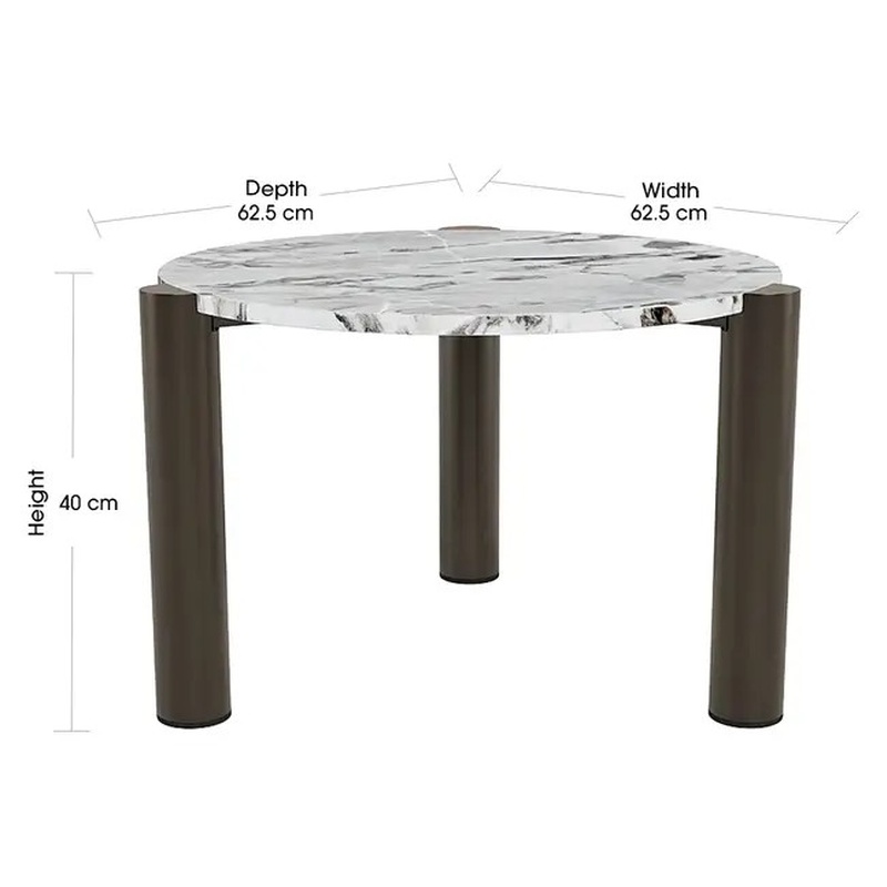 Round Marble Coffee Table &ndash; Modern Minimalist 3-Legged Side Table