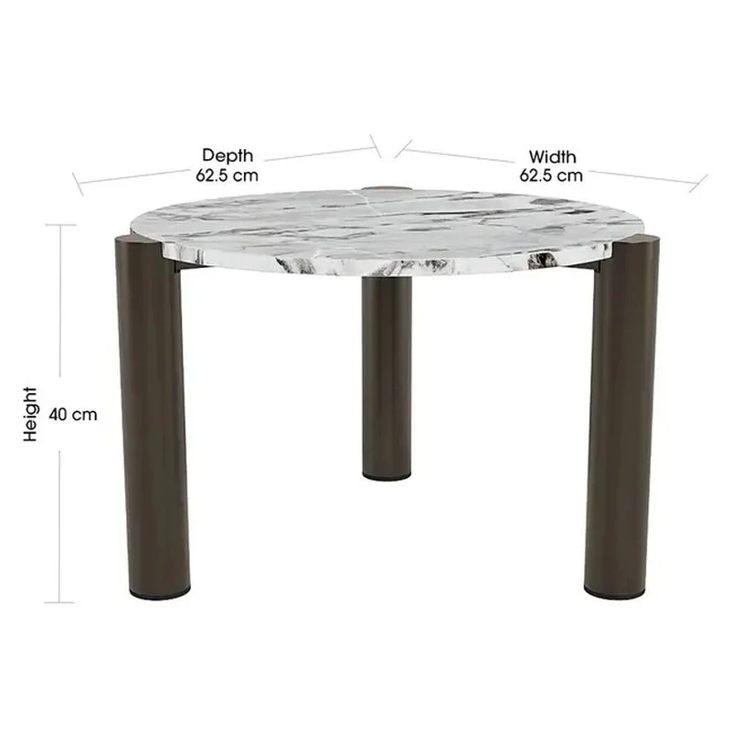 Round Marble Coffee Table &ndash; Modern Minimalist 3-Legged Side Table