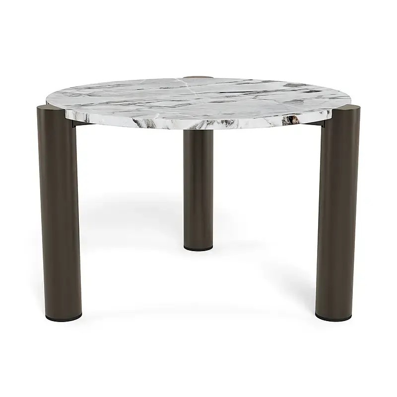 Round Marble Coffee Table &ndash; Modern Minimalist 3-Legged Side Table
