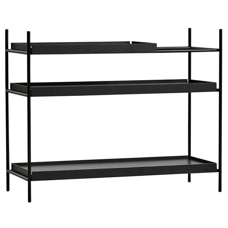 Minimalist 3-Tier Wall Shelf &ndash; Metal & Oak Wood Open Shelving