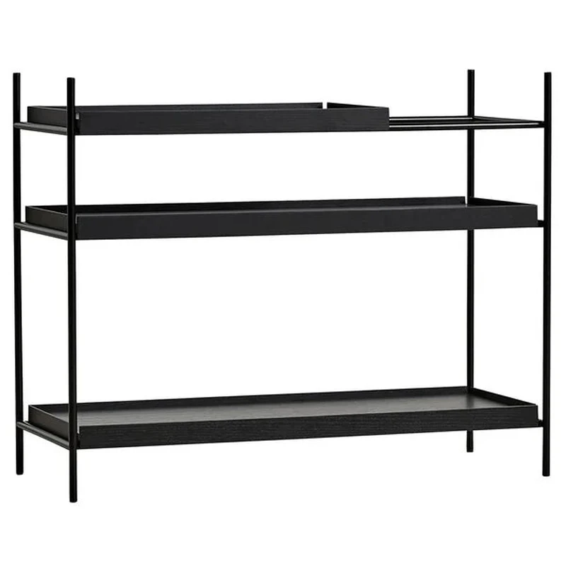 Minimalist 3-Tier Wall Shelf &ndash; Metal & Oak Wood Open Shelving