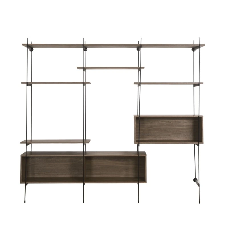 Modular Industrial Wood & Metal Wire Open Shelf Unit