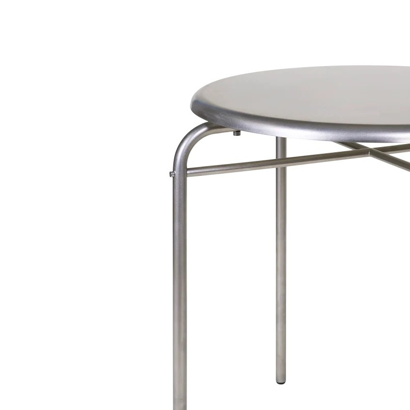 Industrial Round Stainless Steel Bistro Table &ndash; Fixed-Frame Dining Table