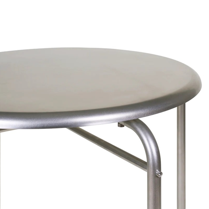 Industrial Round Stainless Steel Bistro Table &ndash; Fixed-Frame Dining Table