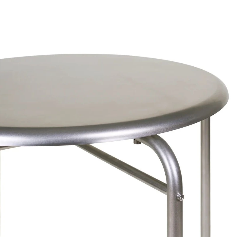Industrial Round Stainless Steel Bistro Table &ndash; Fixed-Frame Dining Table