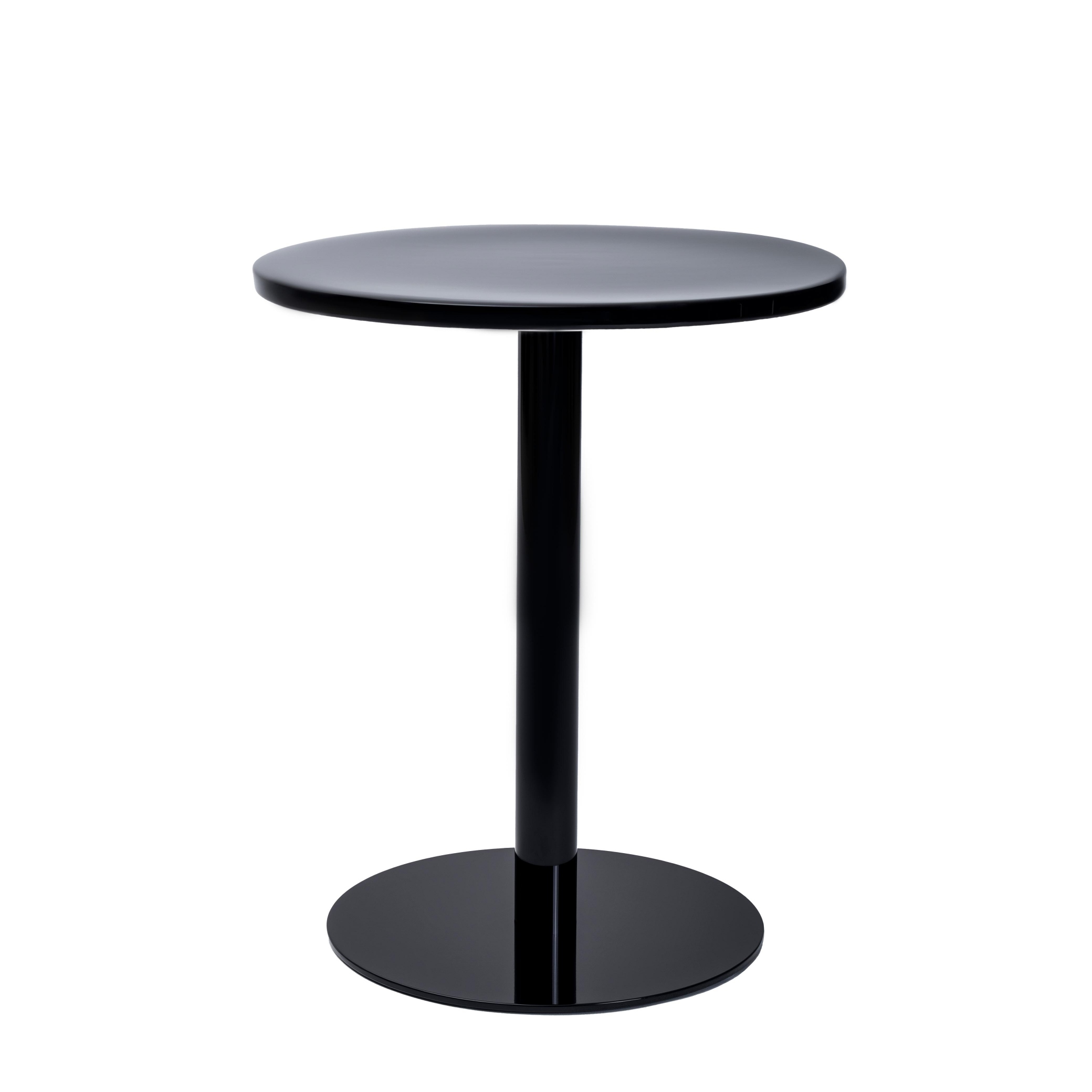 Black Round Ceramic-Top Pedestal Side Table
