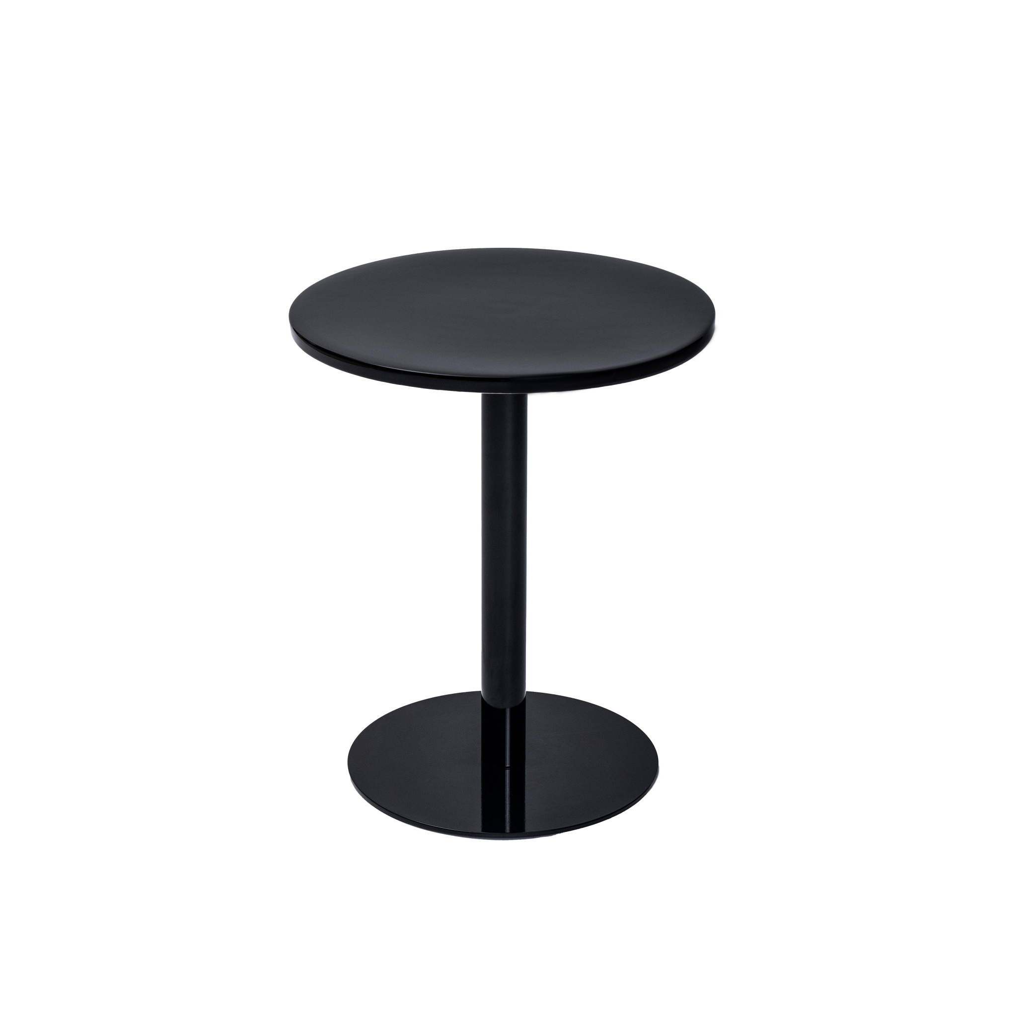 Black Round Ceramic-Top Pedestal Side Table