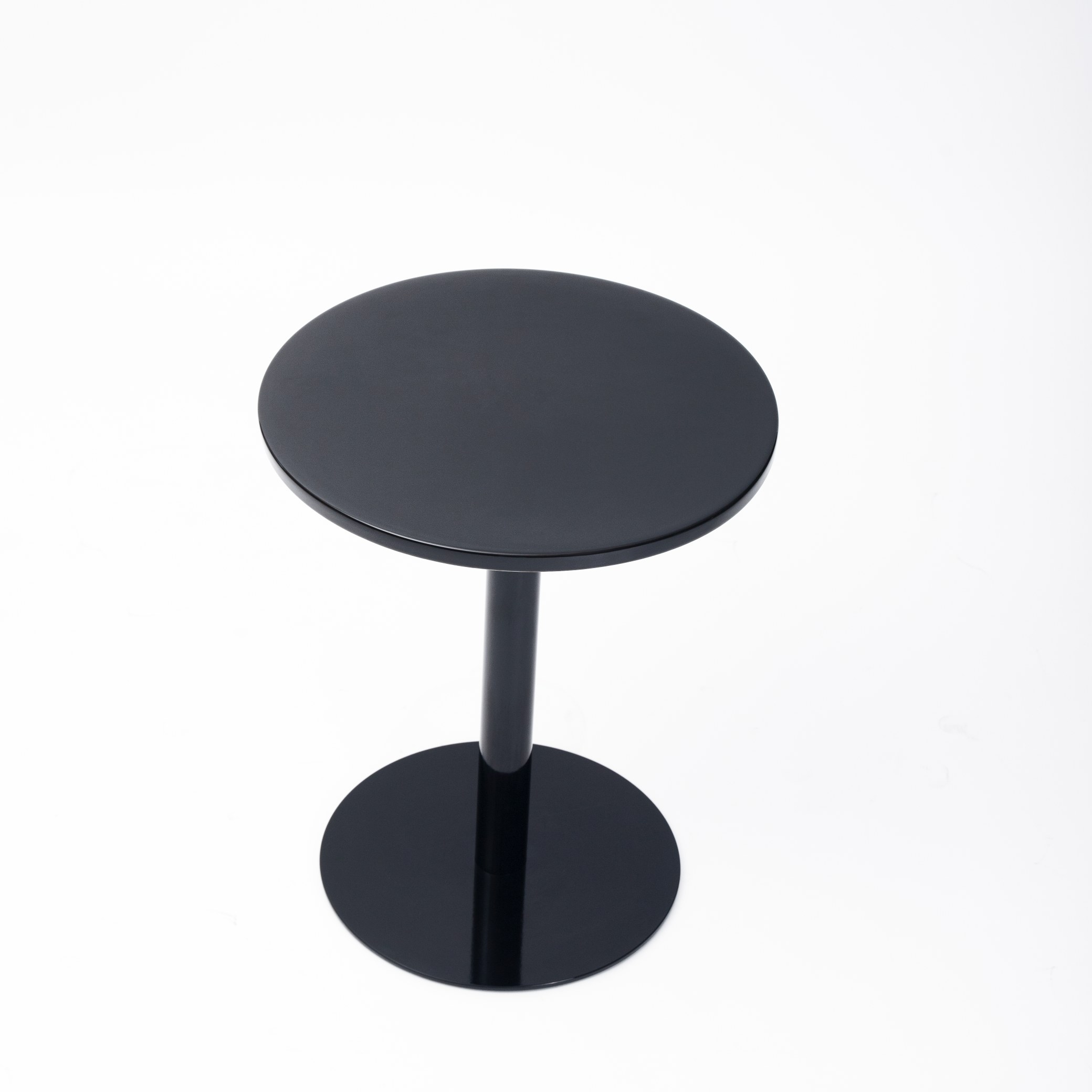 Black Round Ceramic-Top Pedestal Side Table