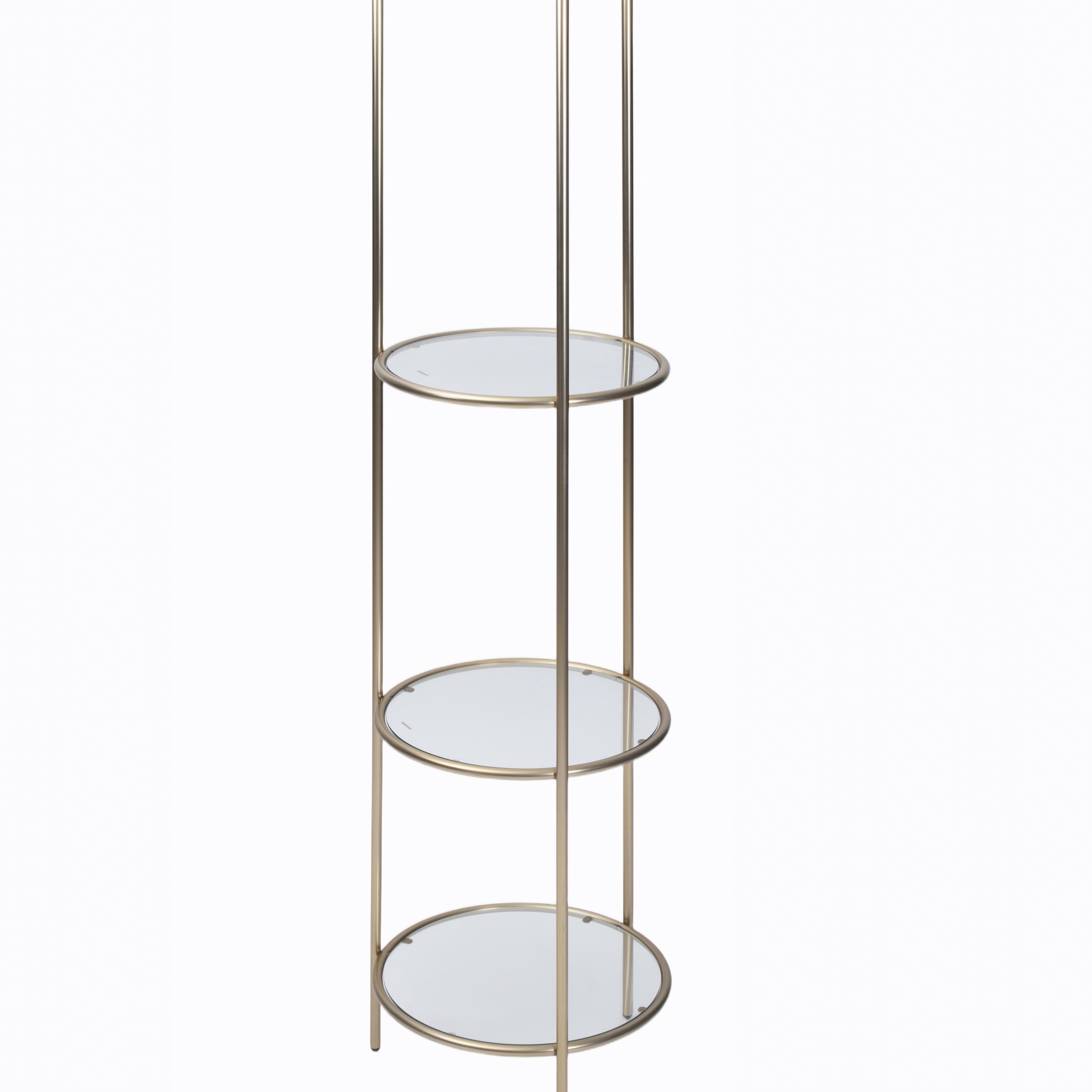 Gold 3-Tier Corner Shelf with Glass Shelves