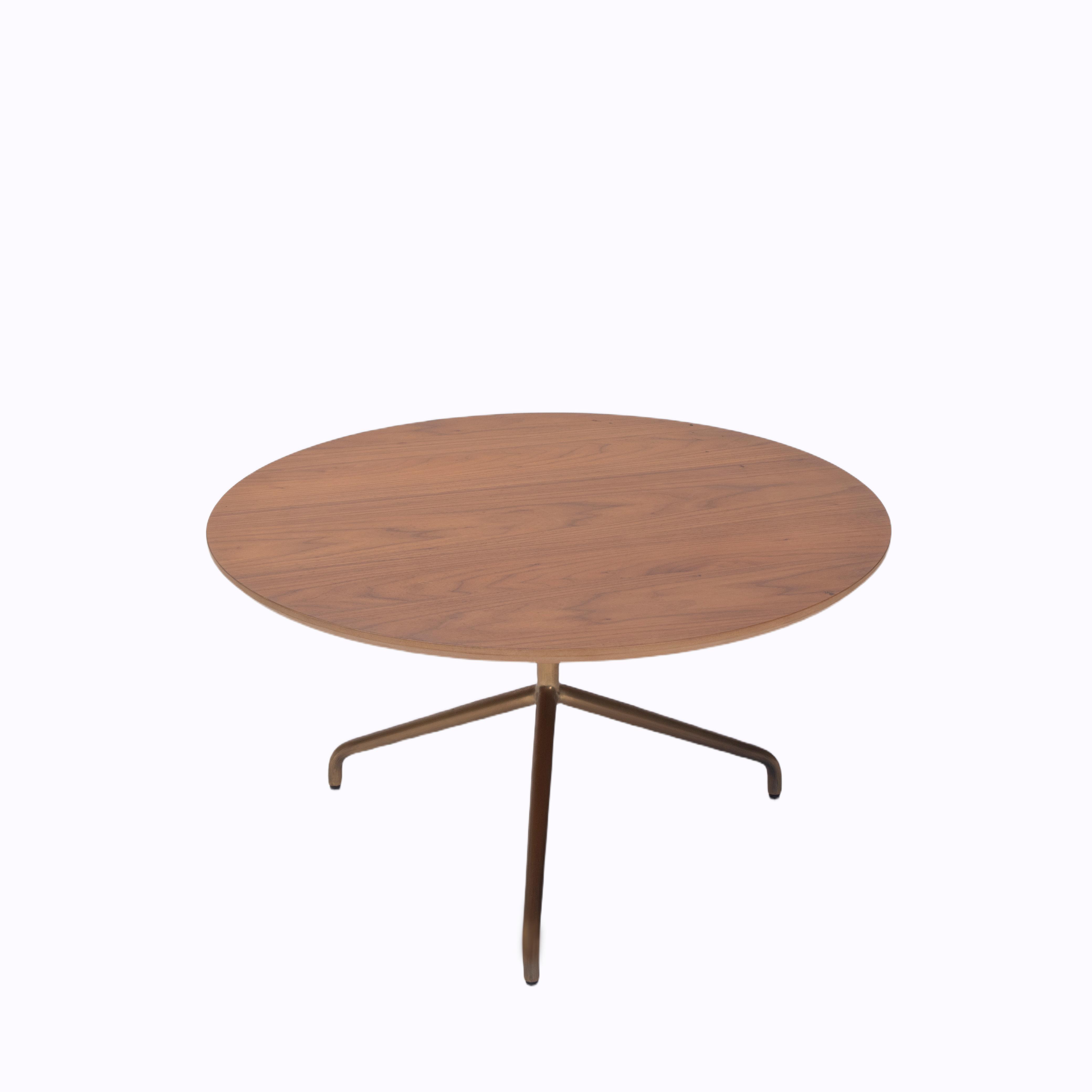 Modern Round Coffee Table with Metal Base