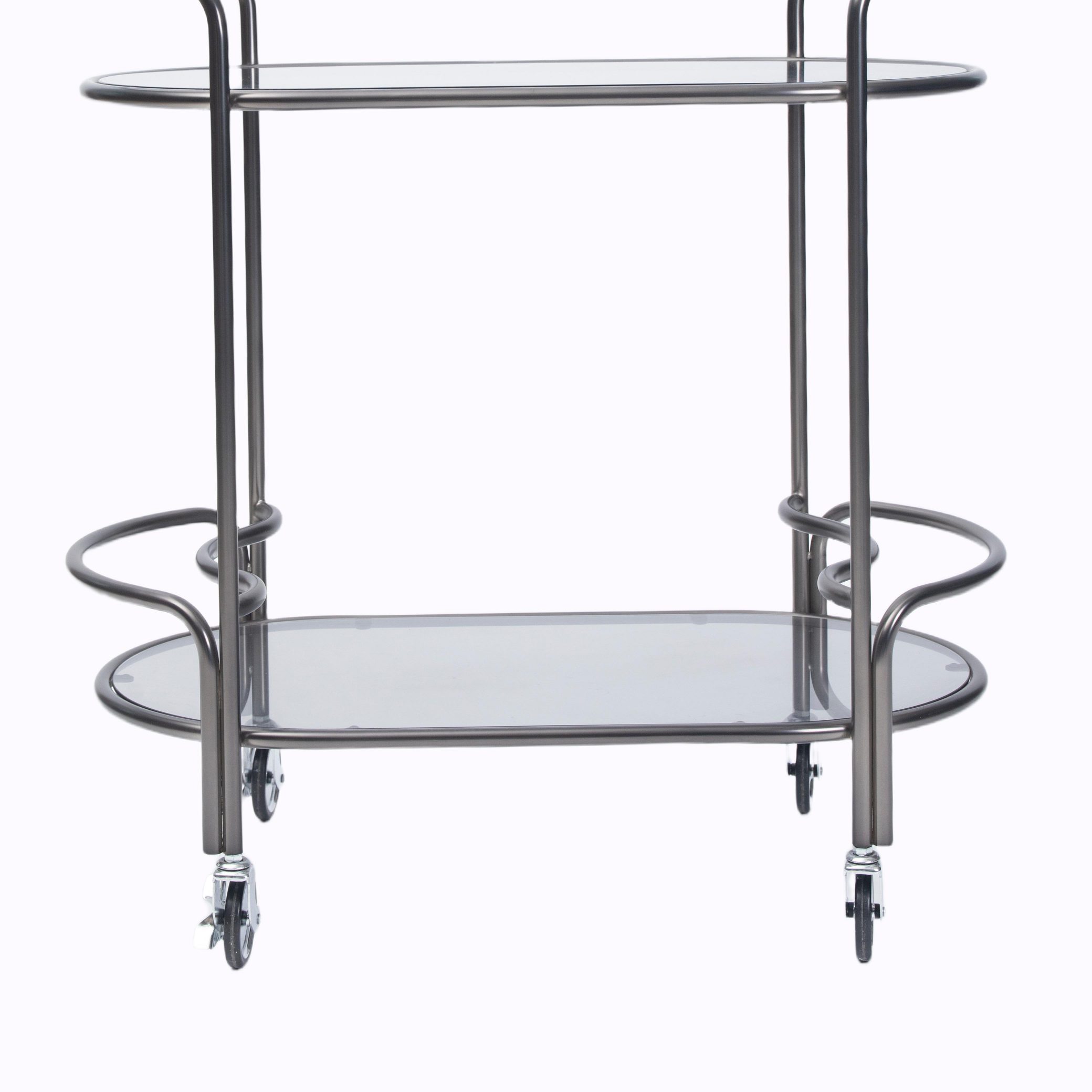 Modern Metal Bar Cart with Glass Shelves