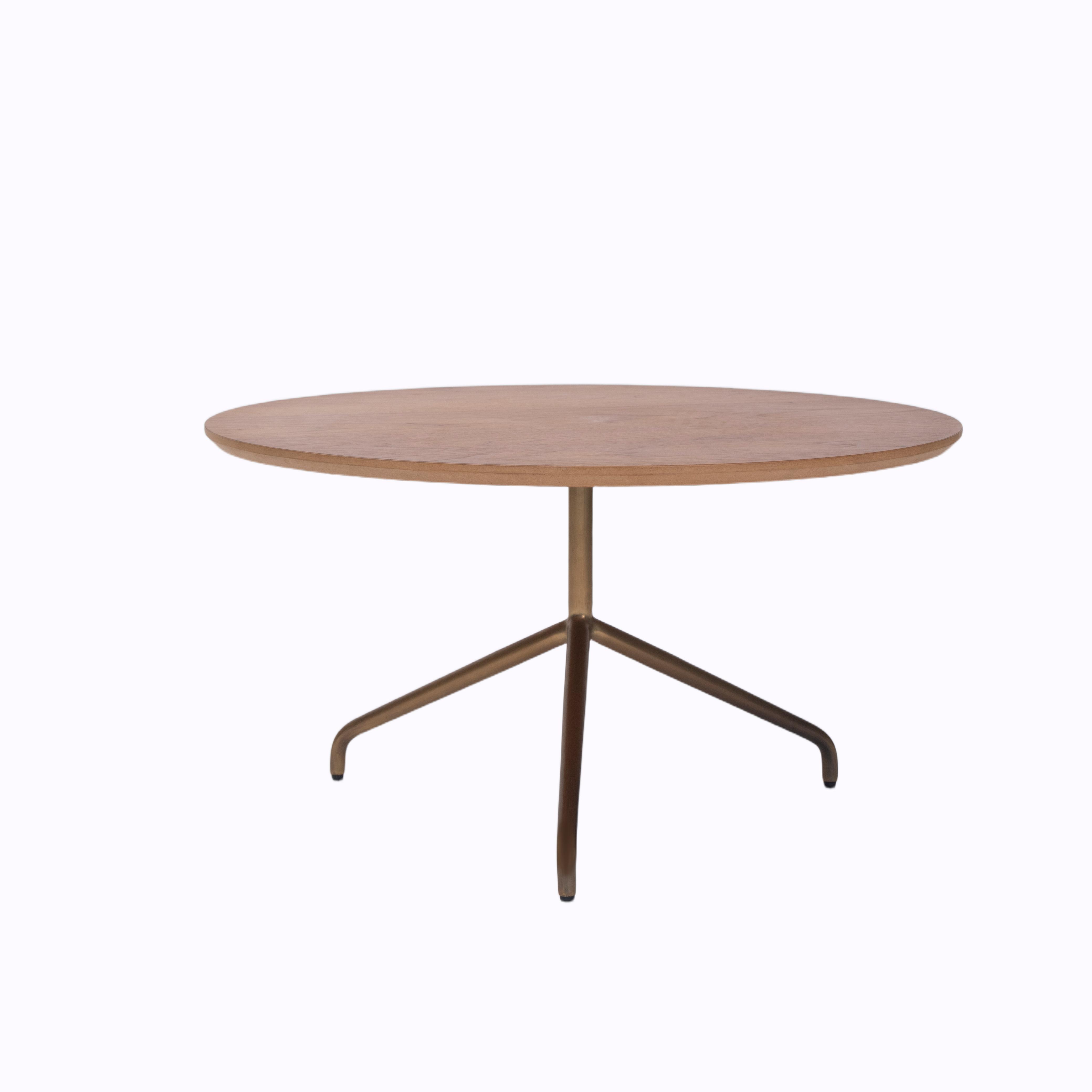 Modern Round Coffee Table with Metal Base