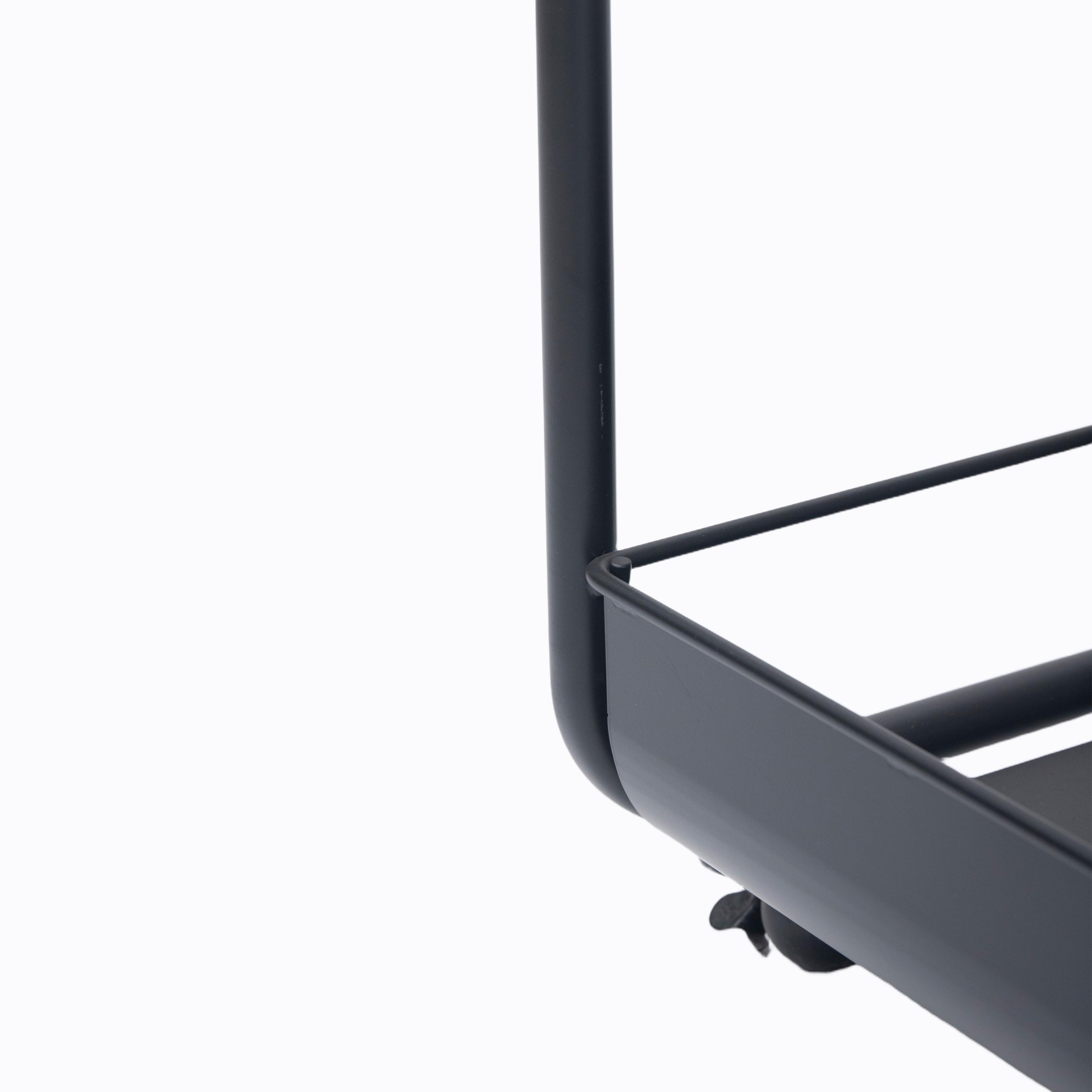 Wood-Top 3-Tier Rolling Bar Cart
