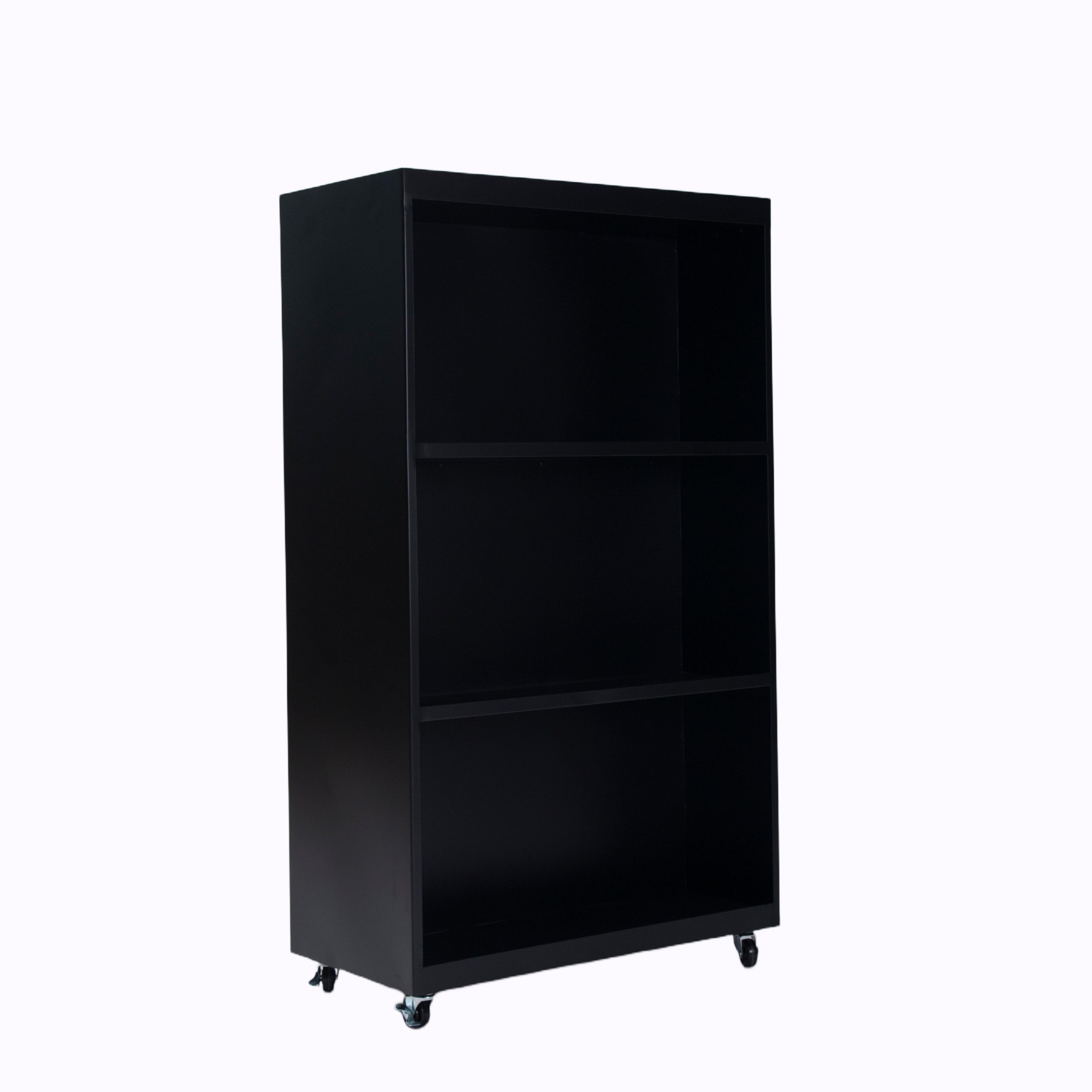 Black 3-Tier Rolling Metal Storage Cabinet