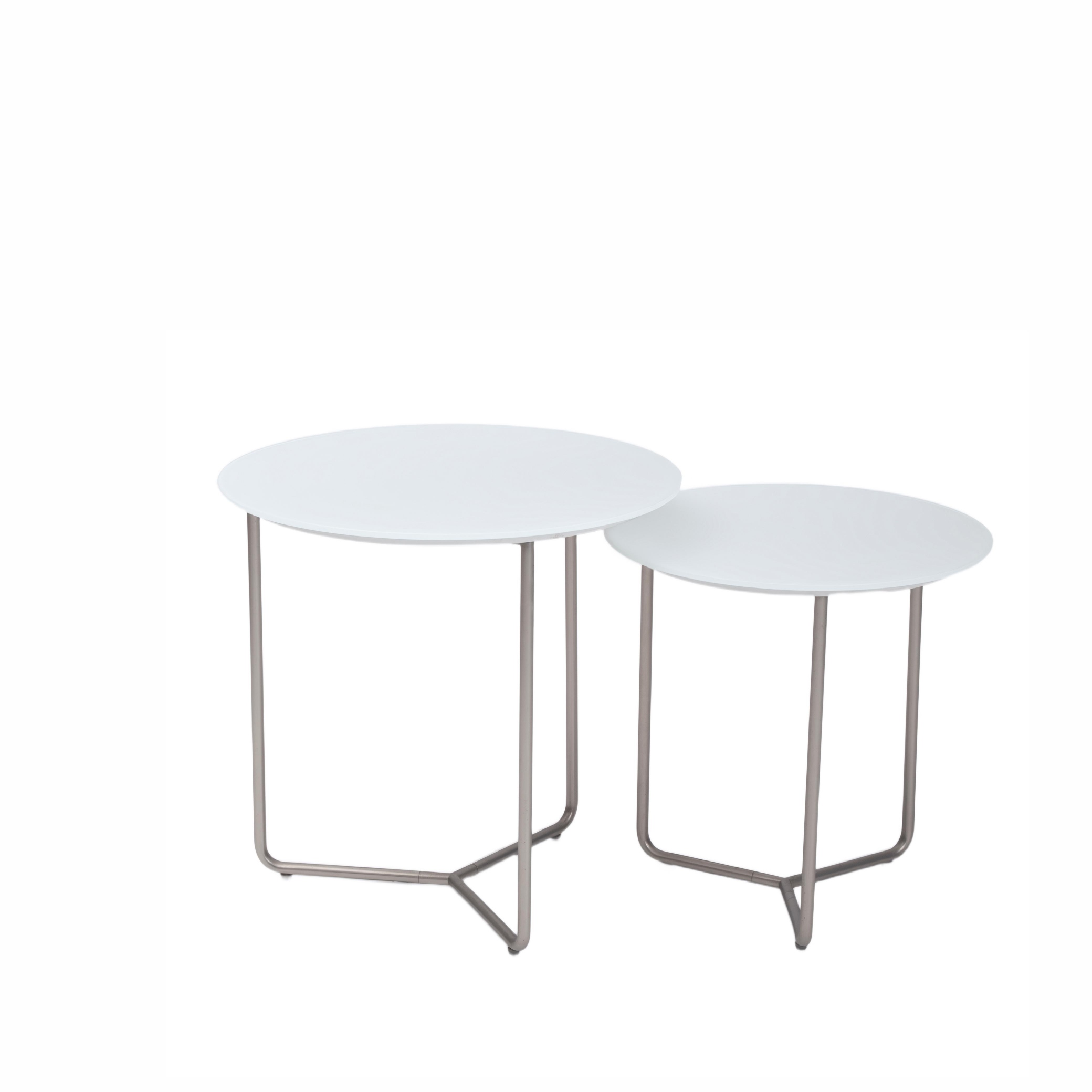White & Silver Nesting Side Table Set