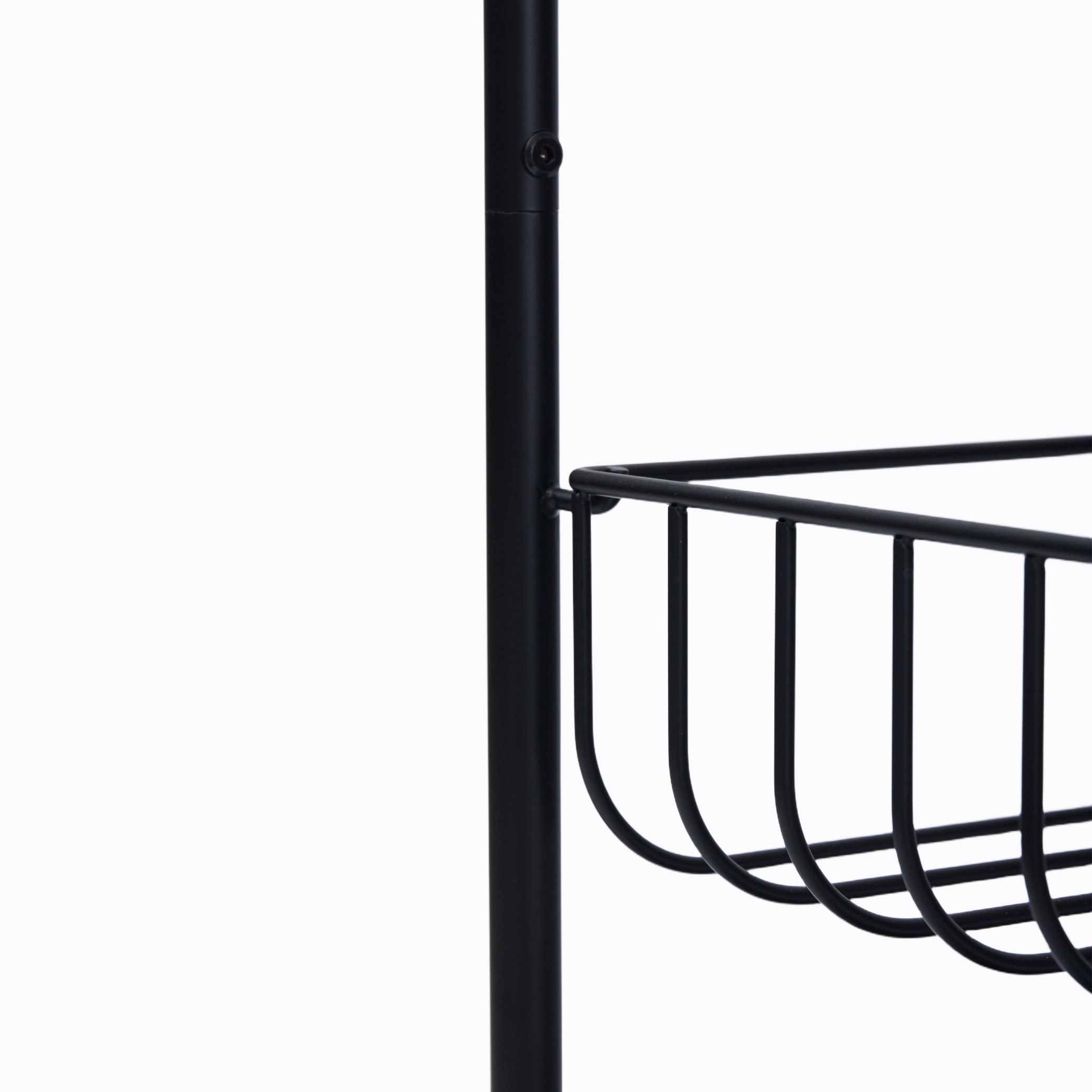 Wood-Top 3-Tier Rolling Bar Cart