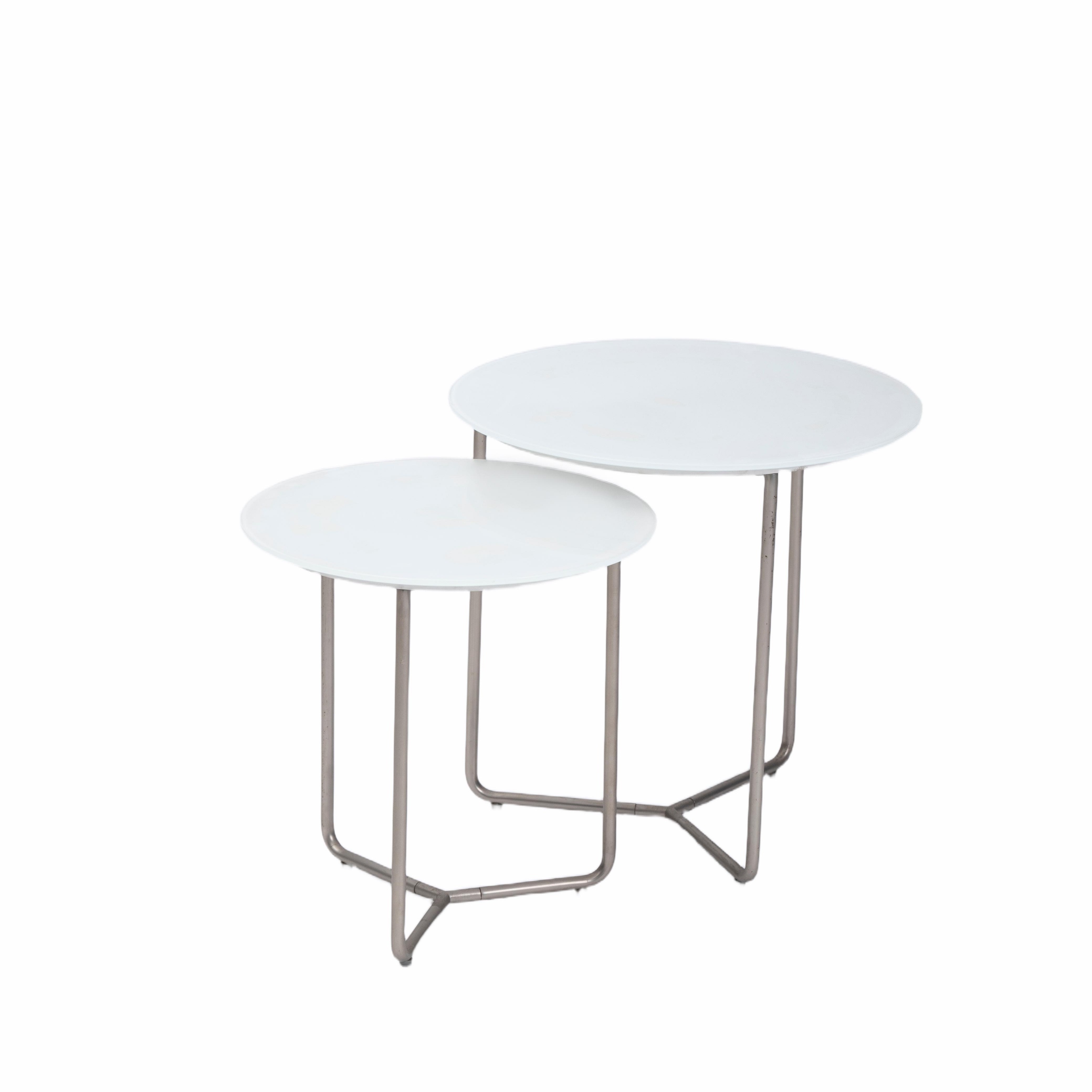 White & Silver Nesting Side Table Set