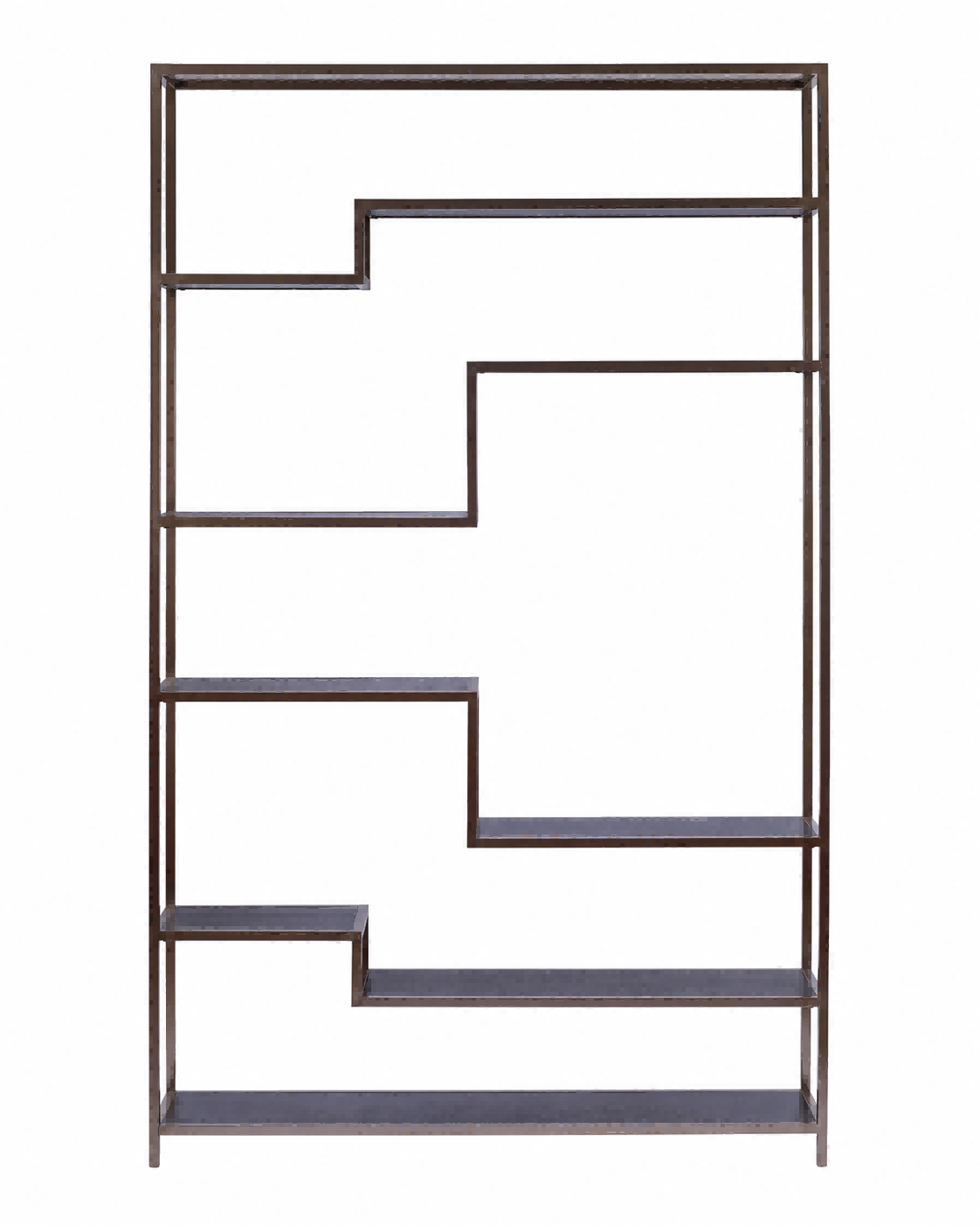 Geometric Bronze Metal & Wood Ladder Bookshelf