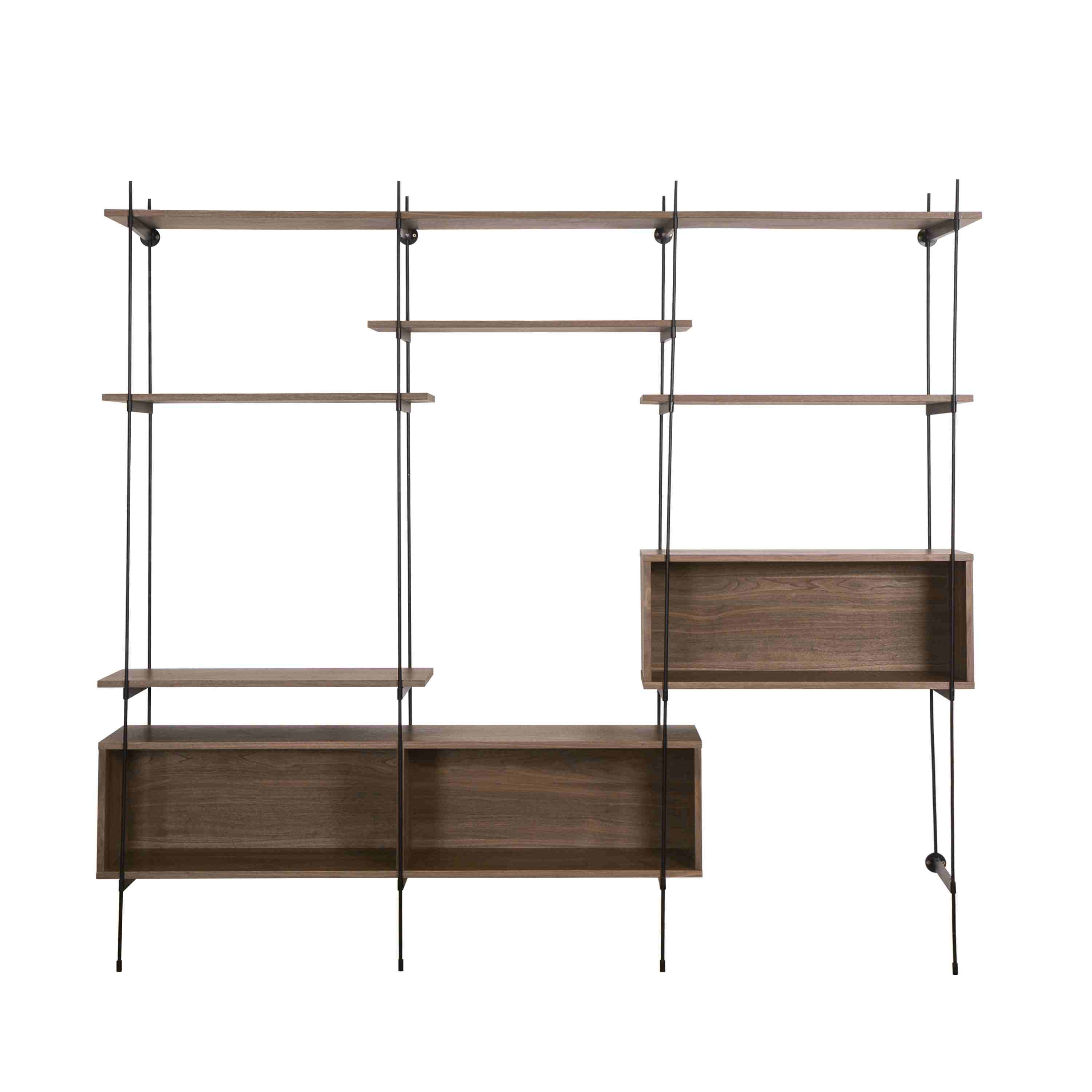 Modular Industrial Wood & Metal Wire Open Shelf Unit