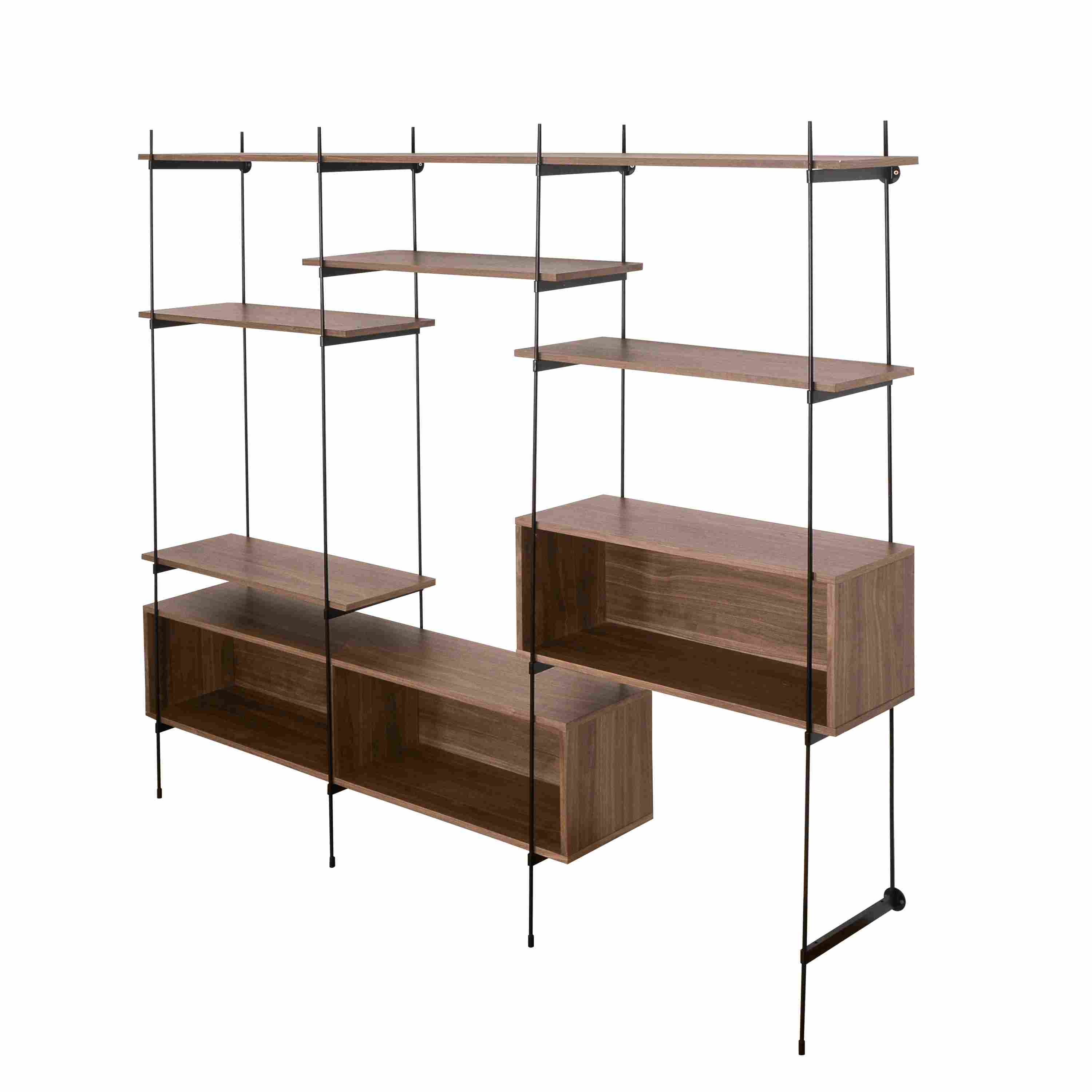 Modular Industrial Wood & Metal Wire Open Shelf Unit