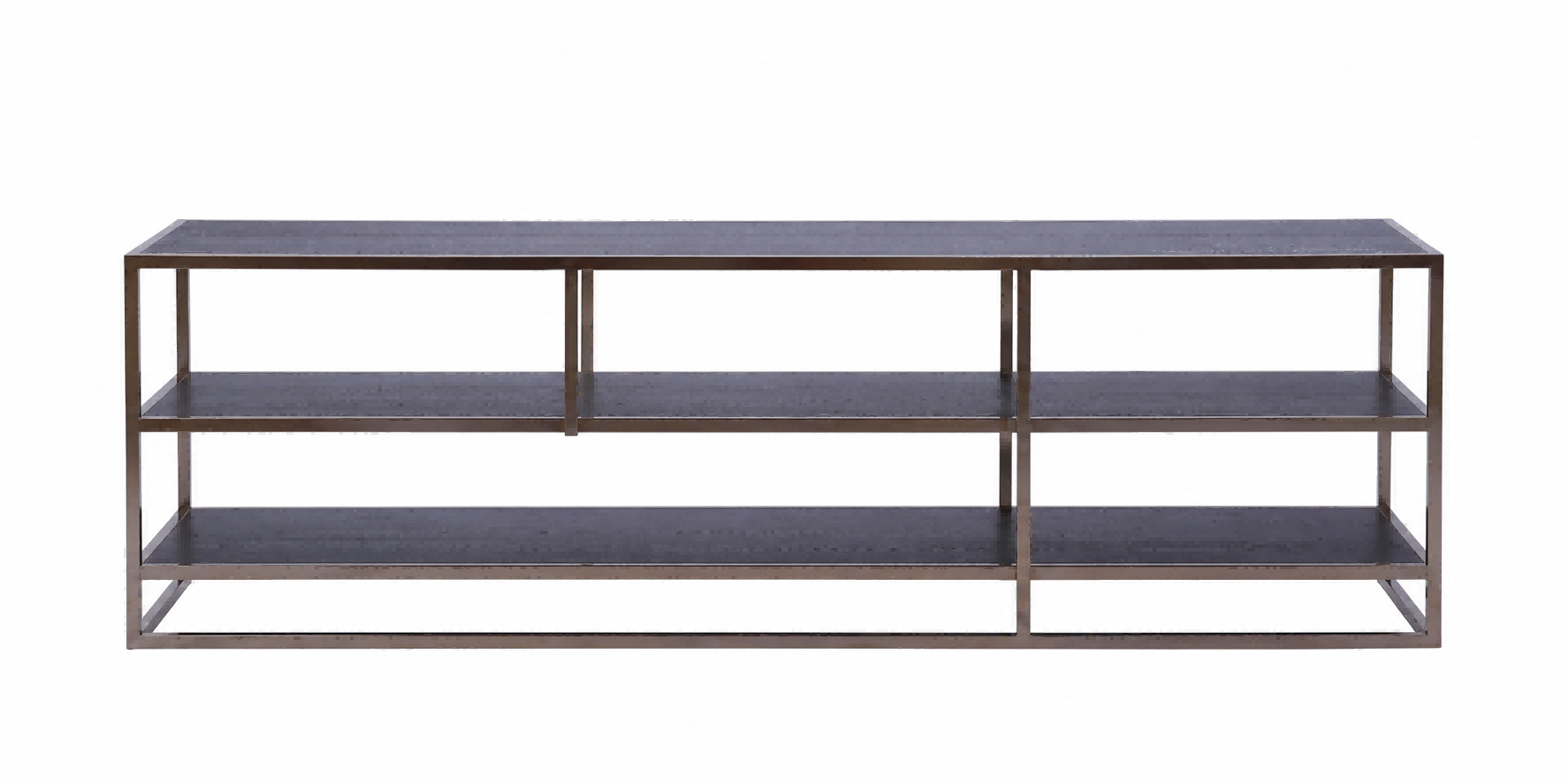 3-Tier Long Wood & Metal Console Shelf (TV Stand)