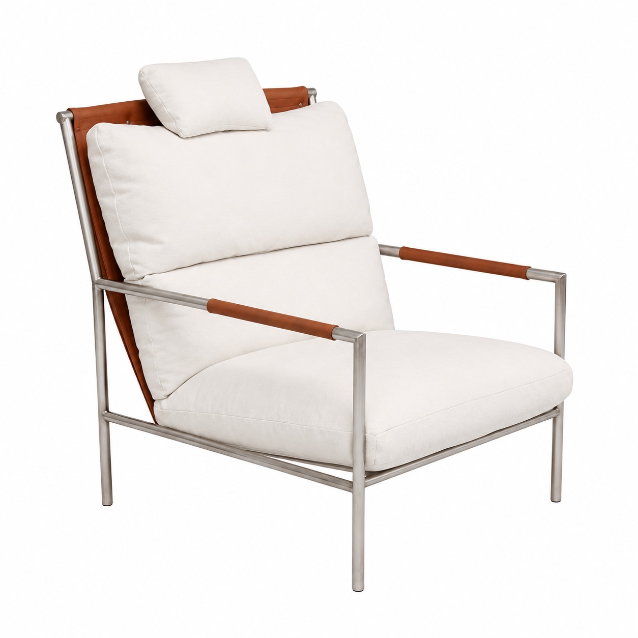 Modern Leather & Metal Lounge Chair